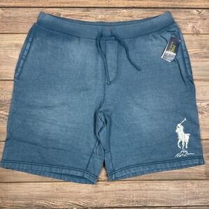 Polo Ralph Lauren Mens Sweat Shorts Size XLT Clancy Blue Big Pony Fleece NWT